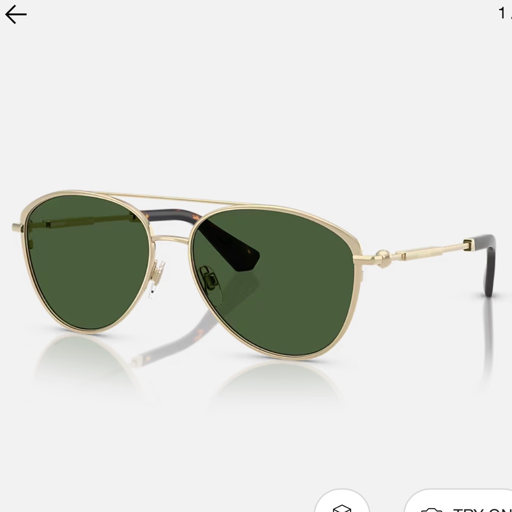Nib Burberry Be3157 Unisex Stylish Gold Aviator Sunglasses With Green Lenses